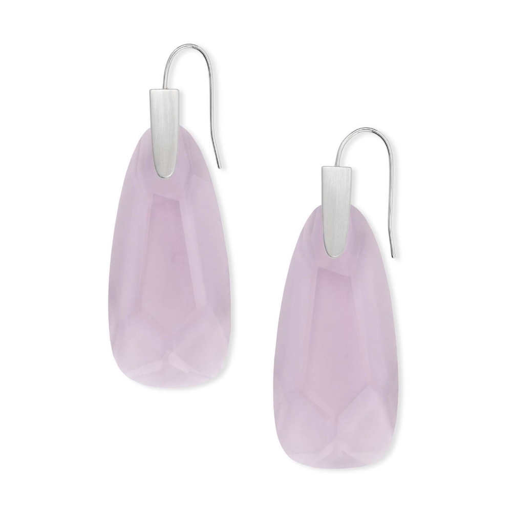 NEW Kendra Scott Maize Drop Earrings in Rhodium Clear Violet - Picture 2 of 6